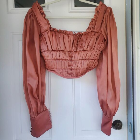 House of Cb Palais Rouge Ruched Organza Corset Pink 100% Pure Silk Women's Small - Picture 4 of 15